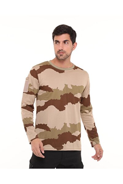 SINGLE SWORD Crew Neck Long Sleeve Camouflage Pattern T-Shirt
