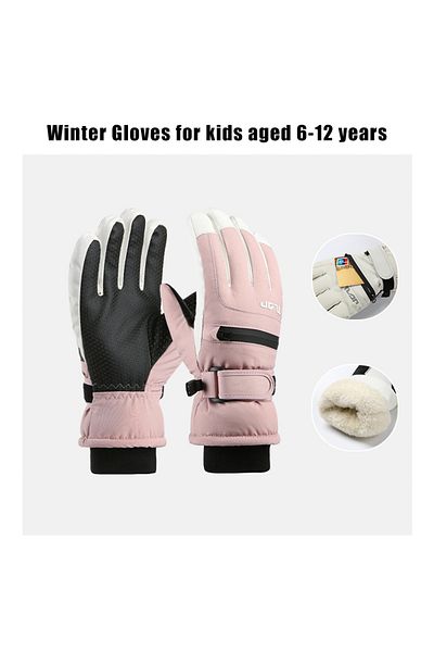 Choice Pink Children Winter Waterproof Gloves Warm Snow Gloves Boys Girls Ski Gloves Running Hiking Riding