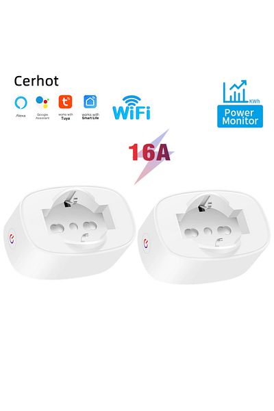 liligood 2 Pcs Tuya Wifi 16a Smart Plug Standard Italy Socket With Power Monitor Smart Life App Remote Voice