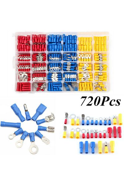 Choice 720pcs 480/300/280pcs Insulated Cable Connector Electrical Wire Crimp Spade Butt Ring Fork Set Ring