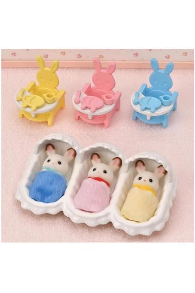 Choice sylvanian families  chocolate rabbit triplet cradle seat care set for girls ternurines  Authentic...