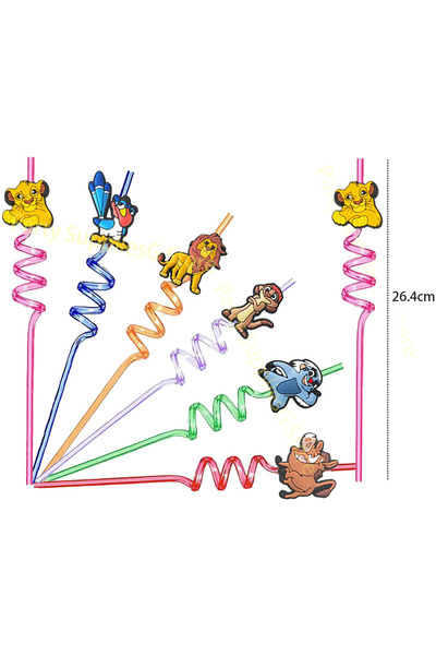 Disney mix-24pcs 6/12pcs Lion King Theme Reusable Drinking Straws Party Decor Kids Favors Simba Stra