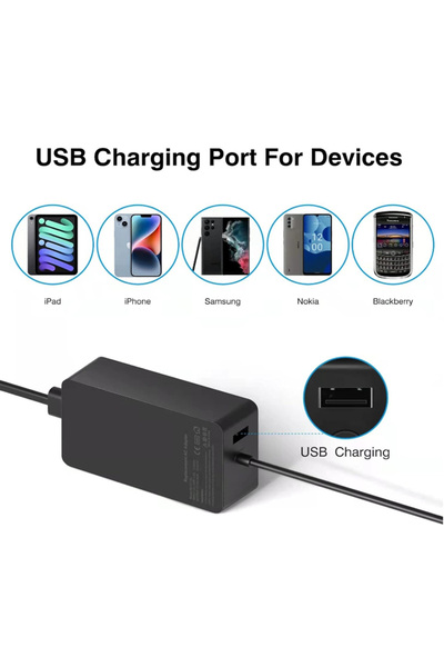 Choice شاحن كمبيوتر محمول 65 وات بدون سلك طاقة، محول 65 وات متوافق مع أجهزة Microsoft Surface Pro 9/8/X/7/6/5/4/3،