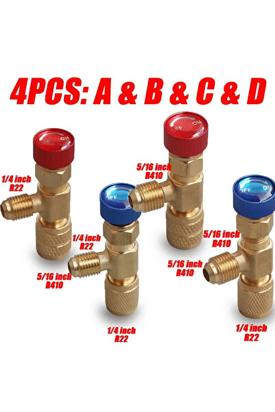 Choice 4 قطع صمام أمان سائل A B C D R410A R22 أداة تبريد تكييف الهواء محول أم...