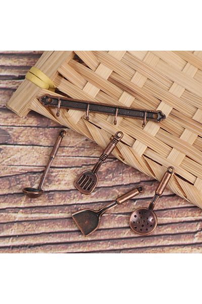 Choice One Size 1/12 Dollhouse Miniature Accessories Mini Shovel Soup Spoon Storage Holder Simulation Furni