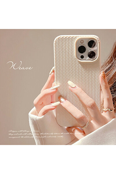 Choice غلاف هاتف 4-W بنمط منسوج سادة بألوان الخريف والشتاء لهاتف iPhone 14 13...