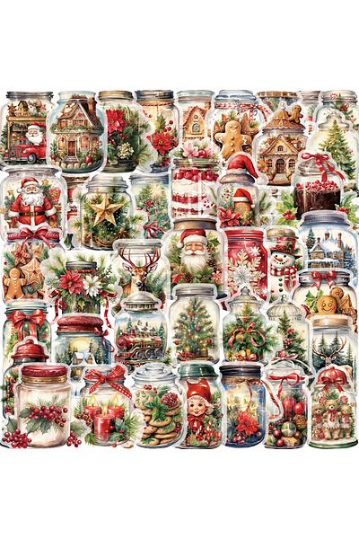 Choice 50pcs 50pcs Christmas Bottle Stickers Aesthetic Skateboard Laptop Guitar Graffiti Luggage Sticker Wa