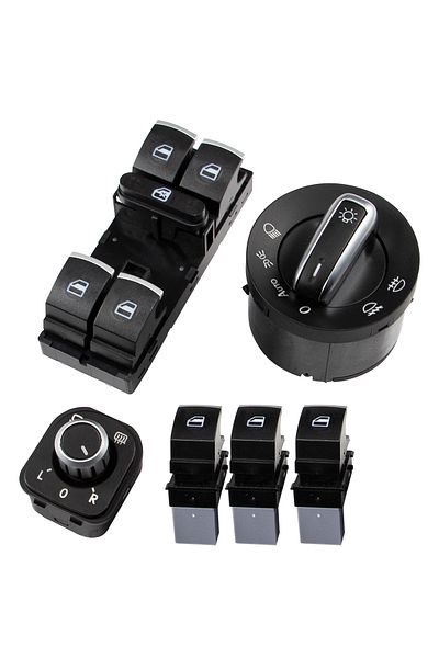 Choice 5ND959857 6 Pcs/Kit Chrome Auto Window Switch Headlight Switches Window Control Power Lift Switch...