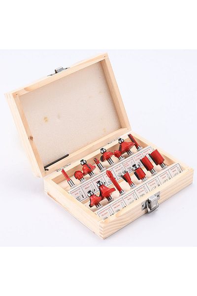 RDDSPON 15 pcs Milling Cutter Kits for Wood Router Woodworking Electric Trimmer Wood Milling Engraving Sl...