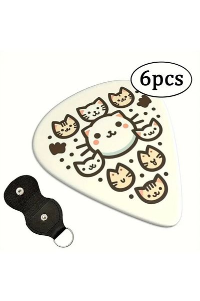 Choice 6 Pcs Original Sound Guitar Picks, Double-Sided Printed Ukulele Guitar Finger Shrapnel, Keychain ...