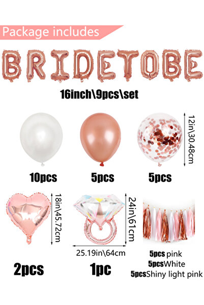 Choice Other Large set 47pcs\set rose gold bridal balloon set, 16-inch 'BRIDE...