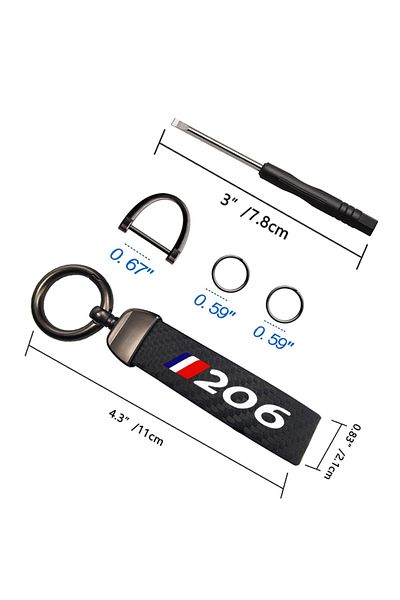 Choice 206 Carbon Fiber Keychain Car Logo Key Ring Car Styling For Peugeot 106 107 108 206 207 208 306 307
