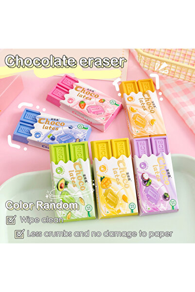 Choice ممحاة كبيرة بتصميم شوكولاتة كرتونية، 1/3/5 قطع، ألوان عشوائية، قلم رصاص للكتابة والرسم للطلاب