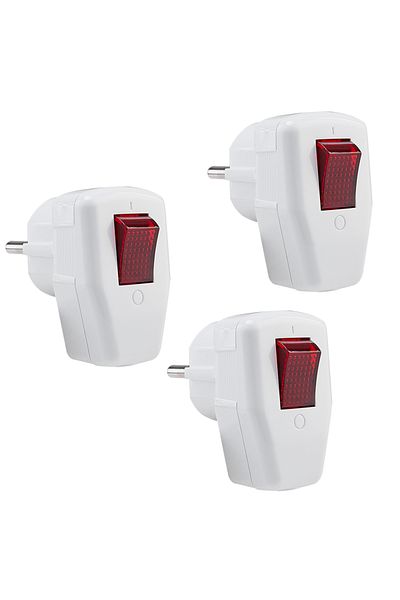 Choice 3 قطع بيضاء 3 قطع قابس طاقة قابل لإعادة التوصيل من نوع Schuko مع مفتاح معياري ألماني 250 فولت من الاتحاد الأوروبي