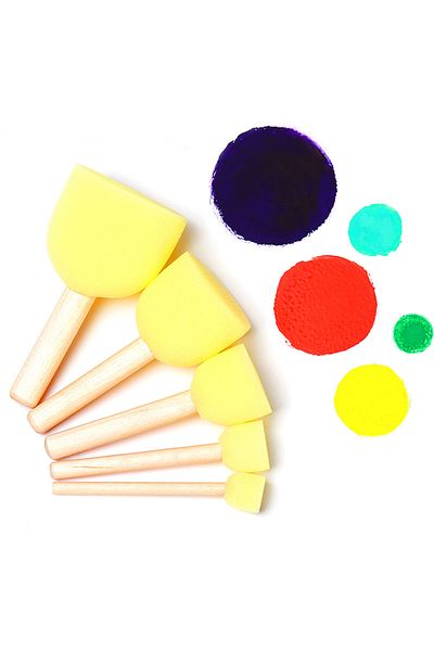 Choice 4Pcs/setKid Sponge Paint Brush Original Wooden Handle Painting Graffiti Early Toy DIY Art Supplie...