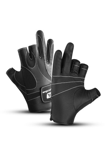 Choice M Black Outdoor Exposed Three-finger Fishing Gloves Men's And Women's Non-slip Sports Bicycle Riding