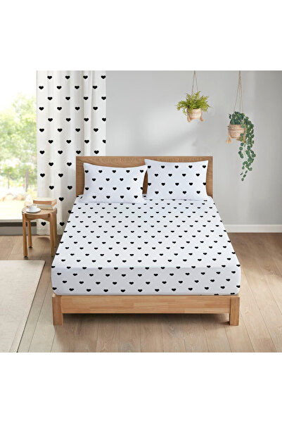 Evmila Set cearșafuri duble cu model de inimă 160x200 cm