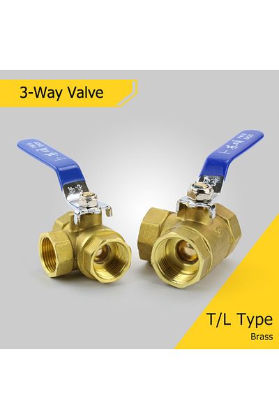 Choice 1/2" L-type 1/4" 3/8" 1/2" 3/4"1" Bsp Female Brass Full Port T-port L-port 3 Way Ball Valve Connecto