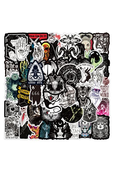 Choice 50pcs Demon 50pcs Cool Demon Lucifer Gothic Stickers Scrapbooking Fridge Laptop Phone Case Luggage B