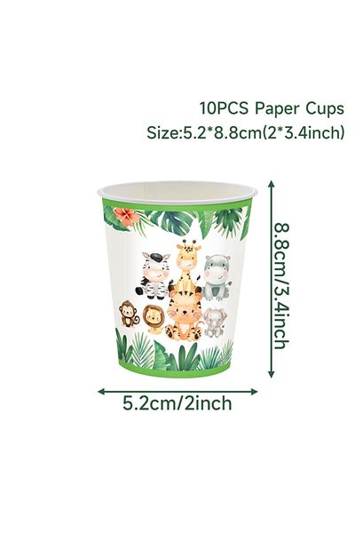 Choice أدوات مائدة للاستخدام مرة واحدة لحفلات أعياد الميلاد وحفلات استقبال الطفل من Mint Green Jungle Safari، ديكور حفلات الحيوانات للأولاد في السنة الأولى من Wild O