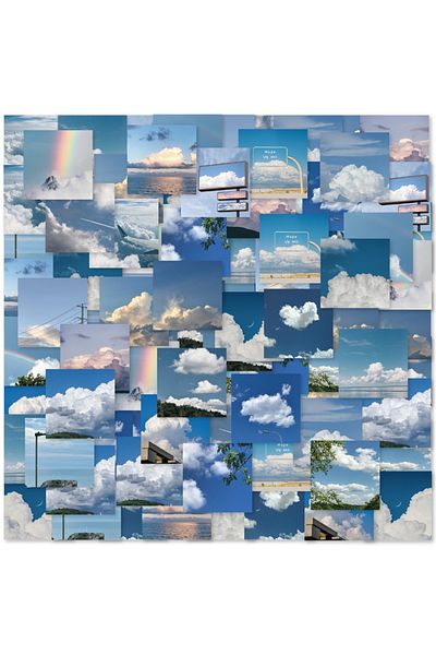 Choice 46pcs Blue Sky White Cloud Landscape Graffiti Stickers Decorated Notebook Water Cup Guitar Suitca...