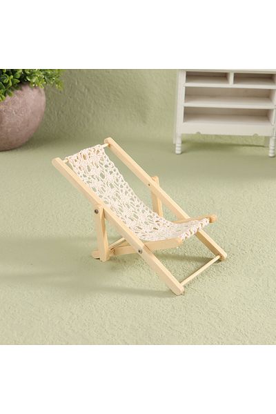 Choice 1/12 Dollhouse Foldable Deck Chair Dollhouse Lounge Deck Chair Model Doll House Mini Furniture Ac...