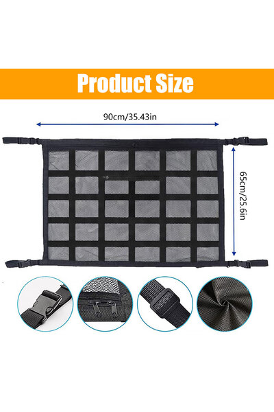 Choice شبكة شحن سقف السيارة مقاس 90 × 65 سم، شبكة قوية لتحمل الأحمال، منظم تخ...