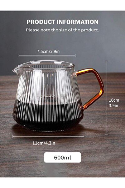 Choice وعاء تقديم القهوة الزجاجي Leeseph بسعة 600 مل لصب القهوة والشاي، مخطط ...