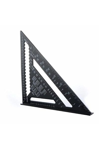 Choice Black Triangle Angle Ruler 12 Inch Metric Aluminum Alloy Angle Protractor Triangular Measuring Ruler