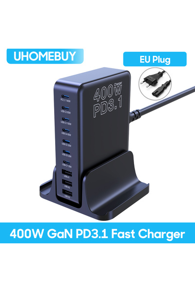 Choice EU Plug UHOMEBUY 400W USB C Charger 10-Ports GaN Charging Station 140W...