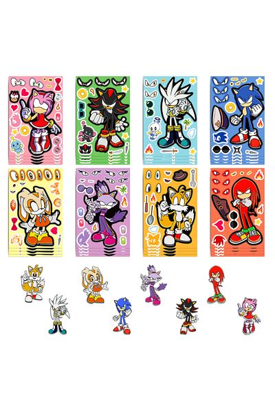 Choice 24pcs 8/16/24pcs Cartoon Sonic Stickers Game Anime Toy Cartoon Cute Graffiti Waterproof Sticker For