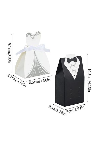 Choice As The Picture Shown 50pcs 50pcs Bride And Groom Candy Boxes Wedding Favor Tuxedo Wedding Dress For