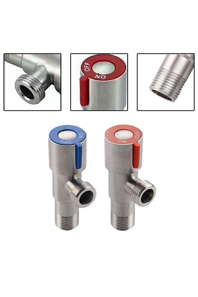 Choice Red 1pc Triangle Valve Toilet Water Stop Valve Water Heater Valve Stainless Steel For Bathrooms Kitc