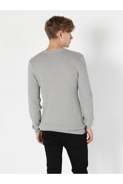 Colin's Мъжки пуловер Slim Fit в сив меланж - CL1056031