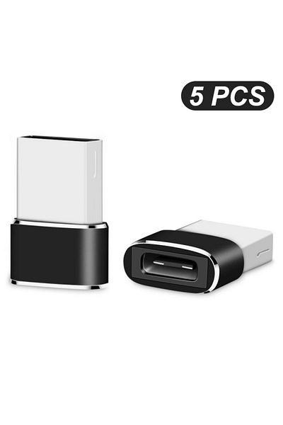 Choice 5pcs Black 5pcs Usb C To Usb A Adapter Type C Pd Charger Power Adapter For Iphone 15 14 Airpods Ipad