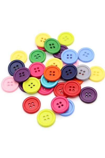 Choice 100pcs-mix-color 100 Pcs 1.5cm Color Fine Edge Four Eyes Resin Button Shirt With Round Hand Stitched