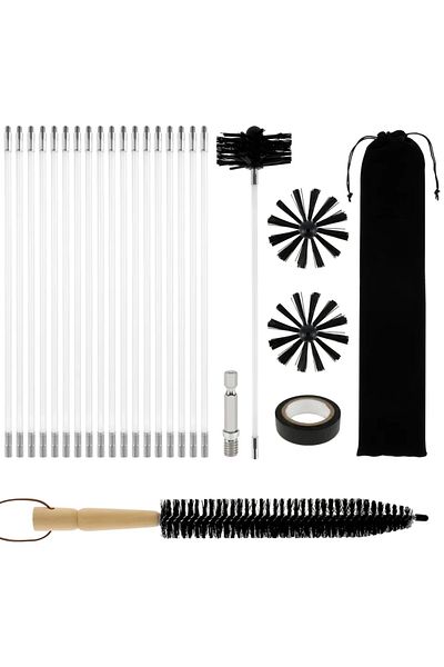 Choice 18pcs 410mm Rods Chimney Cleaning Brush Set Extendable Long Handle Flexible Rod Vent Cleaner With 9/