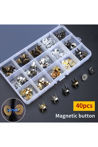 Choice Set Of 40pcs Easy-attach 14mm Magnetic Snap Buttons - 40 Set Multi-color Pack For Sewing And Crafts,