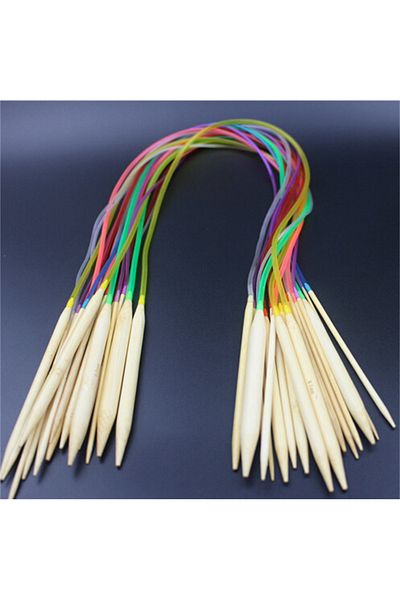 Choice 80cm 18pcs/set Circular Knitting Needles Bamboo Crochet Sewing Knitting Double Cusp Hooks Soft Tube