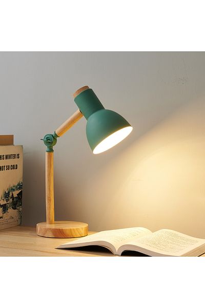 ONLYLIGHT Eu Plug No Bulb Green Creative Nordic Table Lamp Wooden Art Led Turn Head Simple Bedside Desk Light/