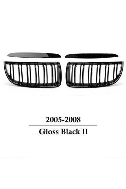 Areyourshop 05-08 GB شبكة أمامية مزدوجة الشرائح سوداء لامعة لسيارة BMW E90 E9...