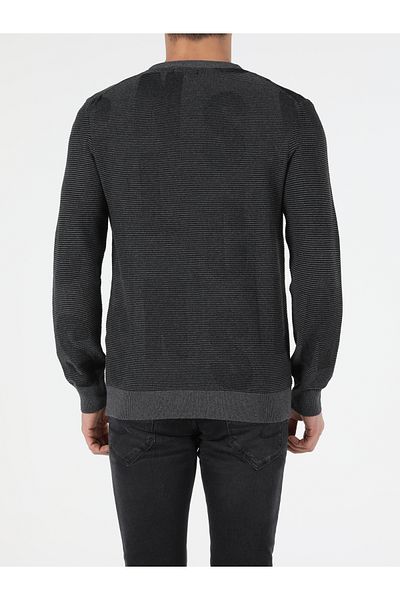 Colin's Pulover antracit pentru bărbați, slim fit, cu gât rotund