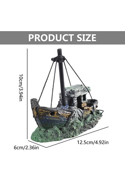 Choice Aquarium Sunken Ship Decoration Resin Fishtank Ornaments Hideout for Hermit 12.5*6*10cm Mini Retr...