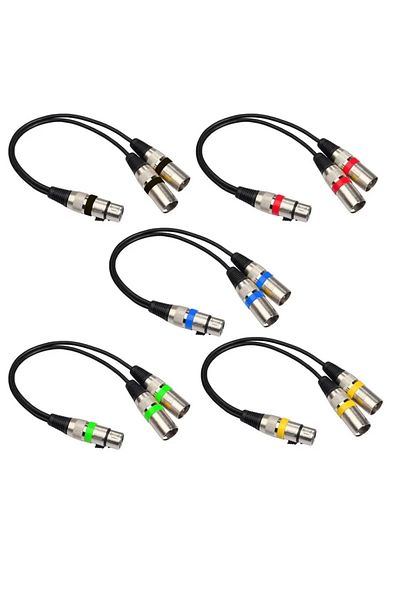 Choice كابل محول 30 سم من مقبس XLR أنثى أسود إلى قابس ذكر مزدوج Y Splitter 30 سم لمكبر الصوت