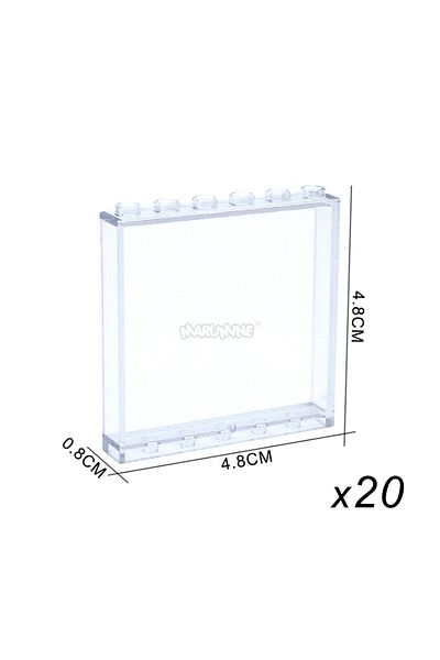 Choice 59349 طوب تنظيف Marumine Moc 20 قطعة 1 × 6 × 5 عناصر حائط منزل زجاجي 59349 متوافق مع Buildi
