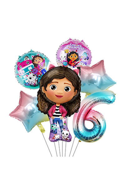 Choice مجموعة من 6 بالونات على شكل قطة من Gabby Dollhouse بتصميم رسوم متحركة ...