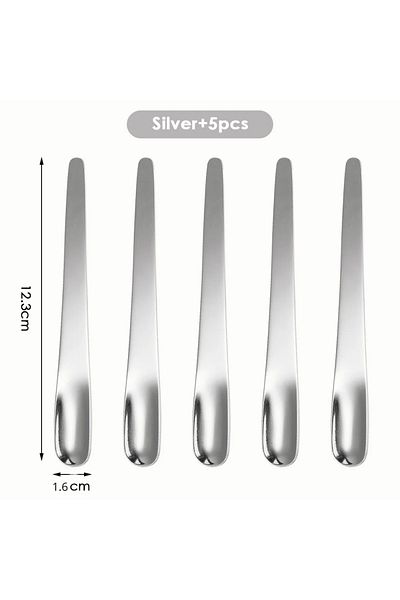 Choice 5pcs Silver 5pcs Coffee Spoon Stainless Steel Flat Spoon For Dessert Small Coffee Scoop Mixer Stirri