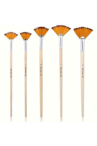 Choice 5pcs Fan Brushes 5/15/25pcs Fan Paint Brushes, Oil Acrylic Paint Brushes Nylon Hair Watercolor Fan A