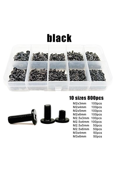 Choice 800 قطعة/صندوق برغي كمبيوتر محمول أسود M2 M2.5 M3 فيليبس كروس رفيع للغ...