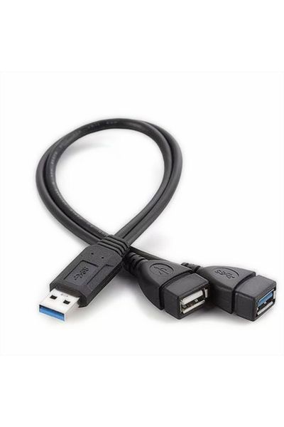 Ninth World كابل بيانات موزع USB 3.0 عالمي من USB 3.0 2.0 ذكر إلى USB 3.0 أنثى مزدوج بمنفذين وموزع USB
